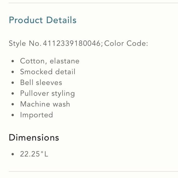 Anthropologie Smocked Bell-Sleeve Top Shirt Ivory Women’s Size Extra Small - Picture 12 of 12